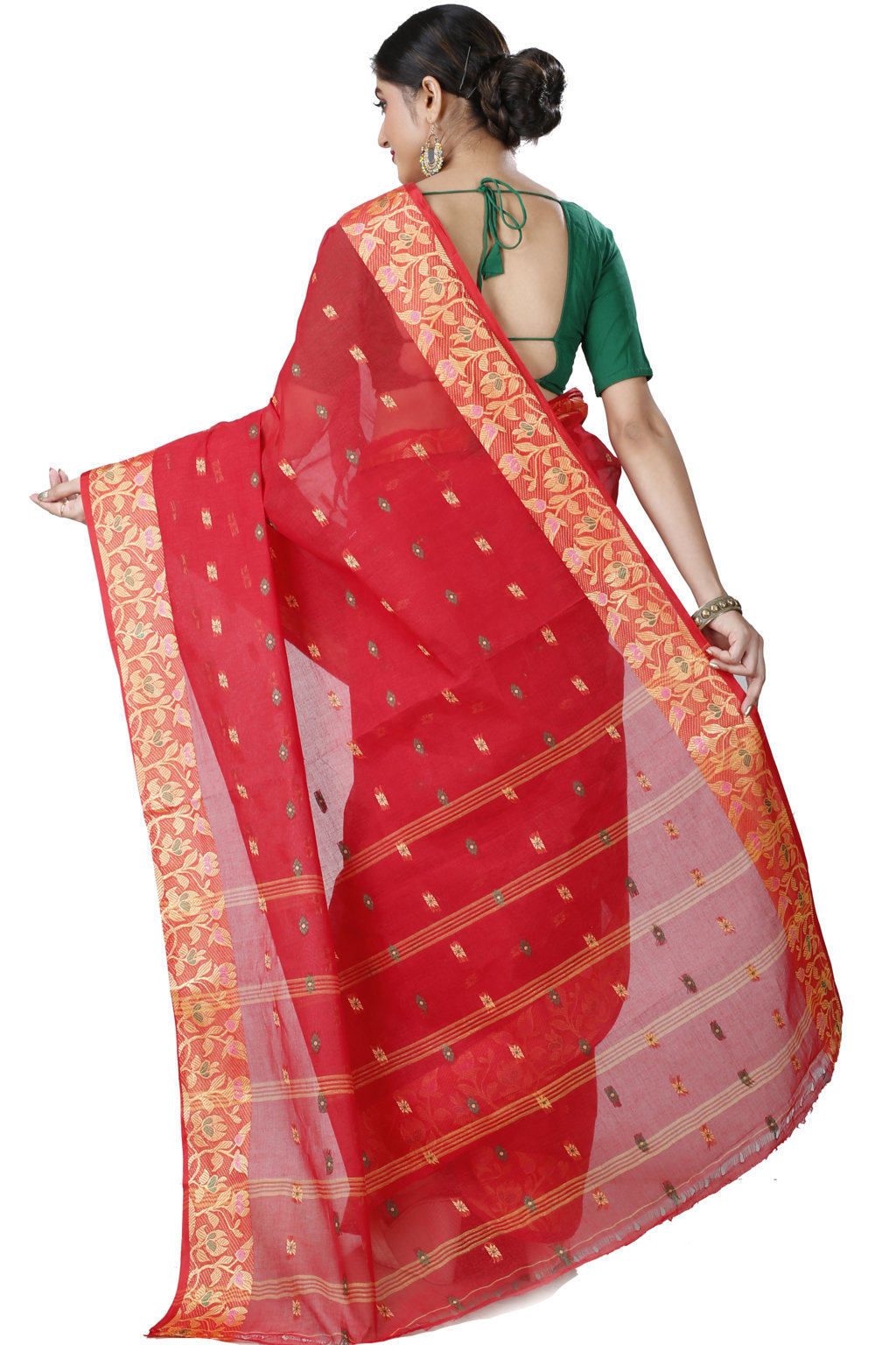 Red Pure Cotton Gopika Tant Saree (1058)
